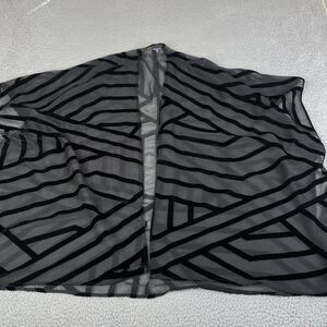 TORRID Cardigan Sweater Women 2/3 Black Open Front Sheer Mesh Velvet Flock Flowy